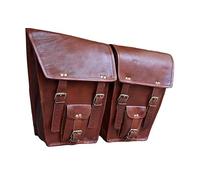 american blue Herren 2 x Motorrad-Seitentasche, braunes Leder, Seitentasche, Satteltaschen, Satteltaschen (2 Taschen), Motorrad, Fahrrad, Fahrrad