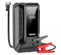 AMiO Starthilfe Powerbank Kompressor 12V 1600A LED Taschenlampe Auto 04677 | Jump Starter Für PKW Transporter Motorrad Reifen Aufpumpen USB Schnellladen Notfallhilfe LCD Bildschirm Starthilfekabel