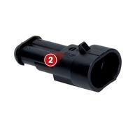 AMP 10x Superseal Stiftgehäuse 2-polig 0-0282104-1 Steckverbinder | Wasserdichte 2-pin Stecker Gehäuse für Kfz-Kabelbaum, kompatibel mit Pkw und Lkw, beständig gegen Öl und Benzin
