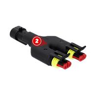 AMP Superseal Y-Verteiler 932181 Steckverbinder 2-polig Stecker 1,5 mm | Wasserdichte Kfz Kabelverbinder zur Montage am Kabelbaum, Automotive Universalstecker, robustes Kunststoffgehäuse, 1 Stück
