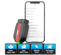 ANCEL BD500 Alles System OBD2 Bluetooth 5.0 Adapter für VW/Audi/Skoda/Seat Auto Diagnose EOBD OBDII KFZ Diagnosegerät mit EPB Bremsbelag Ersatz Drosselklappe Lernen Service Reset für IOS Android iPad