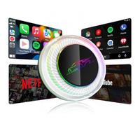 Android 13 AI Box mit 8G+128G, LED Ambient Wireless CarPlay & Android Auto Wireless Adapter für BMW 2018+ und andere Fahrzeuge mit drahtlosem CarPlay-System,Netflix YouTube GPS, Dual WLAN BT & 4G SIM