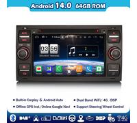 Android 14 Autoradio für Ford Focus C-Max Fiesta Mk6 Transit GPS Navi CarPlay CD