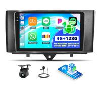 Android 15, 4G+128G CAMECHO Autoradio für Mercedes Benz Smart Fortwo W451 2011-2015 mit Carplay Android Auto, 9 Zoll Touchscreen Autoradio mit GPS Navi WLAN Bluetooth FM/RDS EQ SWC Rückfahrkamera&MIC