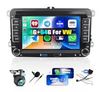 Android 15, 4G+64G 8 Core CAMECHO Autoradio für VW Golf 5 6 Passat Polo Tiguan Touran Caddy Skoda Seat, 7 Zoll 7 Zoll Stereo Auto mit GPS Navi WiFi Bluetooth FM/RDS 32EQ SWC Rückfahrkamer MIC