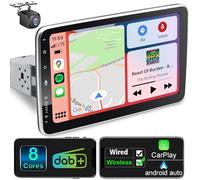 Android Autoradio mit Navi 10 Zoll Bildschirm Eingebaut DAB+ Wireless CarPlay & Wireless Android Auto 1 Din Auto Radio Touch Display mit Bluetooth 8 Core 2+32G 4G WiFi GPS AM/FM RDS Rückfahrkamera…