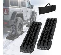 Anfahrhilfe Auto 2er Set, Traktionsmatten für Reifen, Offroad Bergeboards aus PP für SUV Wohnmobil LKW, Sand Schlamm Schnee, Schwarz mit Tragetasche