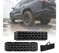 Anfahrhilfe Auto 2er Set, Traktionsmatten für Reifen, Offroad Bergeboards aus PP für SUV Wohnmobil LKW, Sand Schlamm Schnee, Schwarz mit Tragetasche