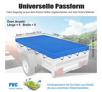 Anhänger-Plane 600D PVC Flachplane Stema 750kg Abdeckplane für Anhänger PKW