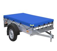 Anhänger Plane, Anhängerplane inkl. Planenseil, Plane Anhänger, PKW Anhänger 750kg, Anhänger Abdeckplane, Abdeckplane Wasserdicht mit Ösen, Anhängerplane Flachplane aus PVC (Blau, 209 × 115)
