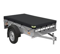 Anhänger Plane, Anhängerplane inkl. Planenseil, Plane Anhänger, PKW Anhänger 750kg, Anhänger Abdeckplane, Abdeckplane Wasserdicht mit Ösen, Anhängerplane Flachplane aus PVC (Schwarz, 207 × 114)