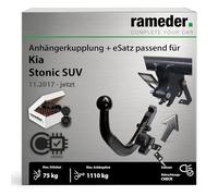 Anhängerkupplung abnehmbar Brink passend für Kia Stonic SUV Typ YB Baujahr: 2017-jetzt inkl. 13 poligem spezifischen CAN-Bus Elektrosatz | rameder. Komplettsatz - BMA