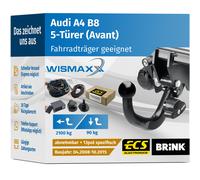 ANHÄNGERKUPPLUNG für Audi A4 B8 Avant 08-15 abnehmbar BRINK +13pol E-Satz ECS
