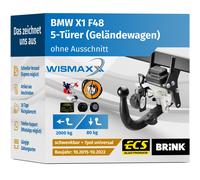 ANHÄNGERKUPPLUNG für BMW X1 F48 15-22 schwenkbar BRINK +7pol E-Satz ABE