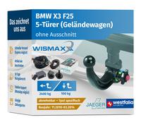 ANHÄNGERKUPPLUNG für BMW X3 F25 10-14 abnehmbar WESTFALIA +7polig E-Satz SPEZ