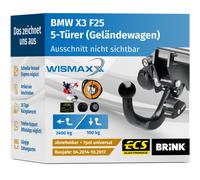 Brink Anhängerkupplung für BMW X3 (F25, auch für xDrive, nicht für M-Sport Paket) ab BJ 09/10, diagonal abnehmbar