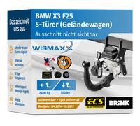 ANHÄNGERKUPPLUNG für BMW X3 F25 14-17 schwenkbar BRINK +7pol E-Satz ABE