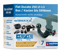 ANHÄNGERKUPPLUNG für Fiat Ducato 11-21 abnehmbar WESTFALIA +13pol E-Satz Erich J