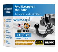ANHÄNGERKUPPLUNG für Ford Ecosport II ab 18 abnehmbar BRINK +13pol E-Satz ABE