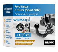 ANHÄNGERKUPPLUNG für Ford Kuga I 08-13 abnehmbar BRINK +13polig E-Satz ABE