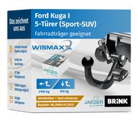 ANHÄNGERKUPPLUNG für Ford Kuga I 08-13 abnehmbar BRINK +7pol E-Satz ABE