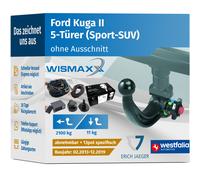 ANHÄNGERKUPPLUNG für Ford Kuga II 13-19 abnehmbar WESTFALIA +13pol E-Satz ErichJ
