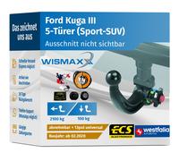 ANHÄNGERKUPPLUNG für Ford Kuga III ab 20 abnehmbar WESTFALIA +13pol E-Satz ABE
