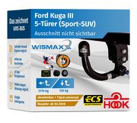 ANHÄNGERKUPPLUNG für Ford Kuga III ab 20 vert. abnehmbar HOOK +13pol E-Satz ABE