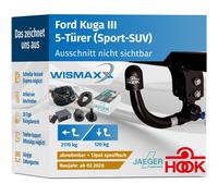 ANHÄNGERKUPPLUNG für Ford Kuga III ab 20 vert. abnehmbar HOOK +13polig ES JAEGER