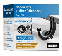 ANHÄNGERKUPPLUNG für Honda Jazz 02-08 starr BRINK +13polig E-Satz ABE