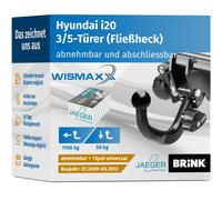 ANHÄNGERKUPPLUNG für Hyundai i20 09-12 abnehmbar BRINK +13pol E-Satz ABE
