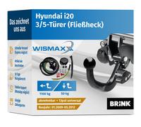 ANHÄNGERKUPPLUNG für Hyundai i20 09-12 abnehmbar BRINK +13polig E-Satz ABE