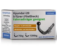 ANHÄNGERKUPPLUNG für Hyundai i20 14-20 abnehmbar BRINK +13pol E-Satz JAEGER spez