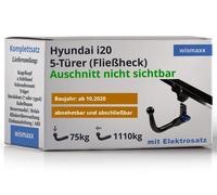 ANHÄNGERKUPPLUNG für Hyundai i20 ab 20 vert. abnehmbar BRINK +13pol E-Satz ABE