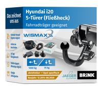 ANHÄNGERKUPPLUNG für Hyundai i20 GB 14-20 abnehmbar BRINK + 13-pol E-Satz JAEGER