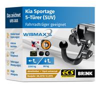ANHÄNGERKUPPLUNG für Kia Sportage 10-15 abnehmbar BRINK +13pol E-Satz ABE