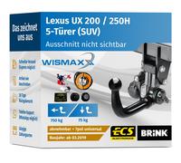 ANHÄNGERKUPPLUNG für Lexus UX 200 / 250H ab 19 ver. abnehmbar BRINK +7pol E-Satz