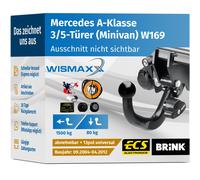 ANHÄNGERKUPPLUNG für Mercedes A-Klasse W169 04-12 abnehmbar BRINK +13pol E-Satz