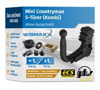 ANHÄNGERKUPPLUNG für Mini Countryman 17-23 vert. abnehmbar GDW +7pol E-Satz ECS