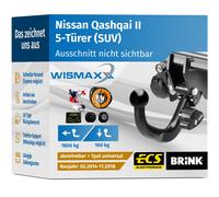 ANHÄNGERKUPPLUNG für Nissan Qashqai II 14-18 abnehmbar BRINK +7pol E-Satz ABE