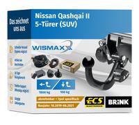 ANHÄNGERKUPPLUNG für Nissan Qashqai II 19-21 abnehmbar BRINK +7pol E-Satz ECS