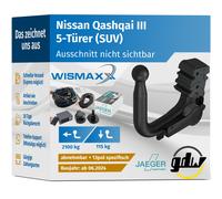 ANHÄNGERKUPPLUNG für Nissan Qashqai III ab 24 v. abnehmbar GDW +13 E-Satz JAEGER