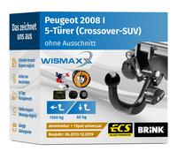 ANHÄNGERKUPPLUNG für Peugeot 2008 13-19 abnehmbar BRINK +13pol E-Satz ABE