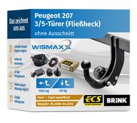 ANHÄNGERKUPPLUNG für Peugeot 207 06-12 starr BRINK +13pol E-Satz ECS