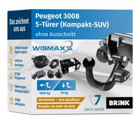 ANHÄNGERKUPPLUNG für Peugeot 3008 09-16 abnehmbar BRINK +7pol E-Satz Erich J