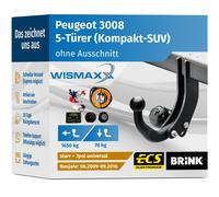 ANHÄNGERKUPPLUNG für Peugeot 3008 09-16 starr BRINK + 7-polig E-Satz ABE