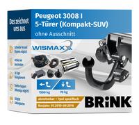 ANHÄNGERKUPPLUNG für Peugeot 3008 I 10-16 abnehmbar BRINK +7pol E-Satz BRINK