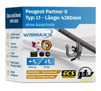 ANHÄNGERKUPPLUNG für Peugeot Partner II 08-18 abnehmbar GDW +7pol E-Satz ABE