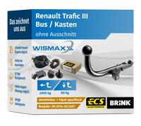 ANHÄNGERKUPPLUNG für Renault Trafic III 14-21 abnehmbar BRINK +13pol E-Satz ECS