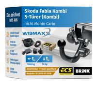 ANHÄNGERKUPPLUNG für Skoda Fabia Kombi 15-18 abnehmbar BRINK +13pol E-Satz ECS